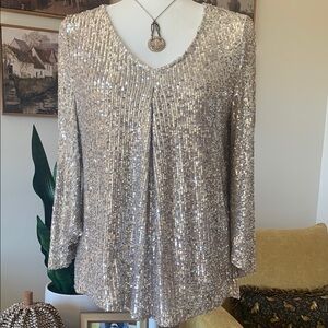 Sequined Split Sleeve Top